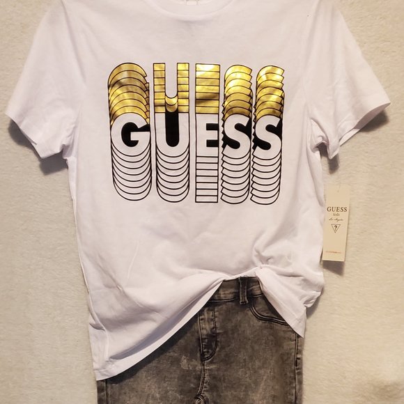 Guess Kids Girl's size 16/18 Shirt paired with Girl's size 18 Black Acid  Denim - Picture 1 of 4